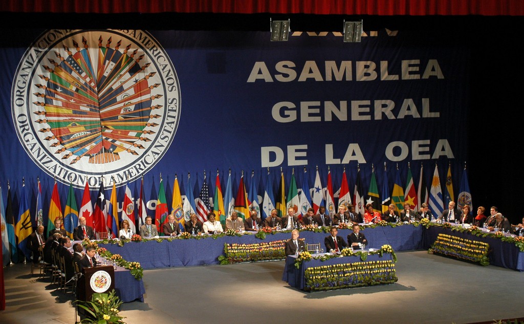 QUI17 - QUITO (ECUADOR) - 06/06/04 - Vista general de la inauguración de la XXXIV Asamblea General de la Organización de Estados Americanos (OEA) realizada la noche de hoy, domingo 6 de junio, en el Teatro Nacional de la Casa de la Cultura en Quito. EFE/Guillermo Legaria