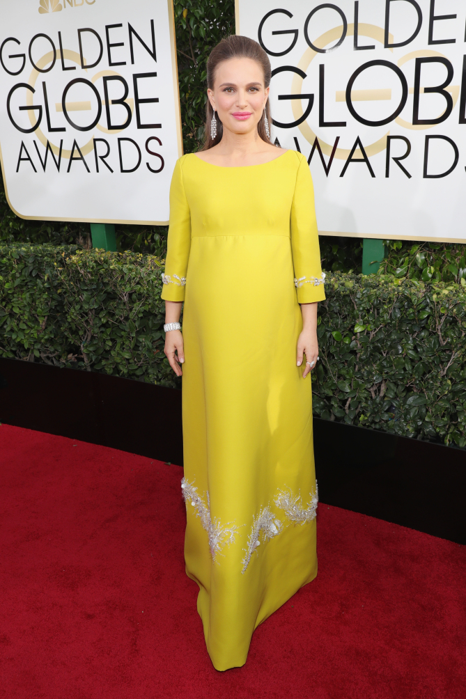 BEVERLY HILLS, CA - JANUARY 08: 74th ANNUAL GOLDEN GLOBE AWARDS -- Pictured: Actress Natalie Portman arrives to the 74th Annual Golden Globe Awards held at the Beverly Hilton Hotel on January 8, 2017. (Photo by Neilson Barnard/NBCUniversal/NBCU Photo Bank via Getty Images)
