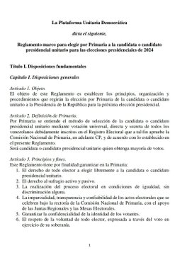 Plataforma Unitaria publicó reglamento que normará las elecciones ...